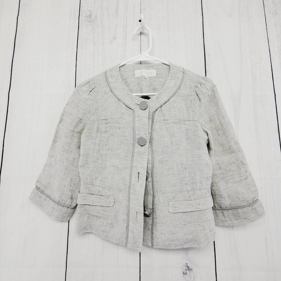 Olive Des Olive Linen Short Hem 3/4th Sleeve Sophisticated Blazer Womens Small - Picture 1 of 5